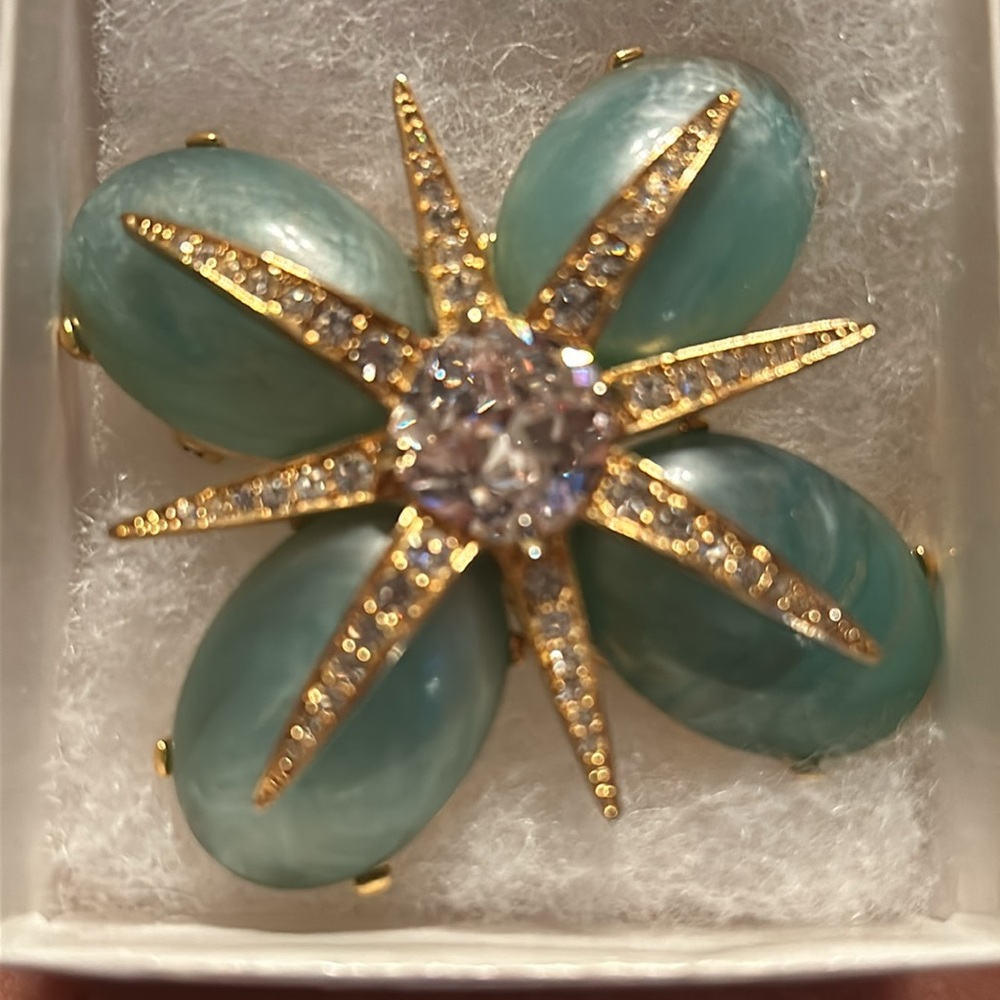 Maltese Cross with Star Crystals ANNE TAYLOR Vintage Gold Brooch NEW